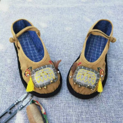 Original handmade retro Chinese style shallow-mouth women's shoes