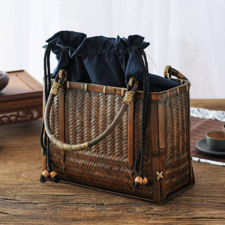 Bamboo handbag retro bag Chinese style niche
