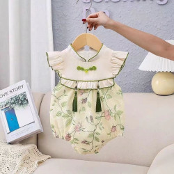 Baby clothes, cheongsam, baby girl, super cute, full moon, hundred days, summer thin jumpsuit