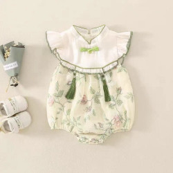 Baby clothes, cheongsam, baby girl, super cute, full moon, hundred days, summer thin jumpsuit