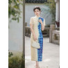 New Chinese style blue tie-dyed gradient cheongsam