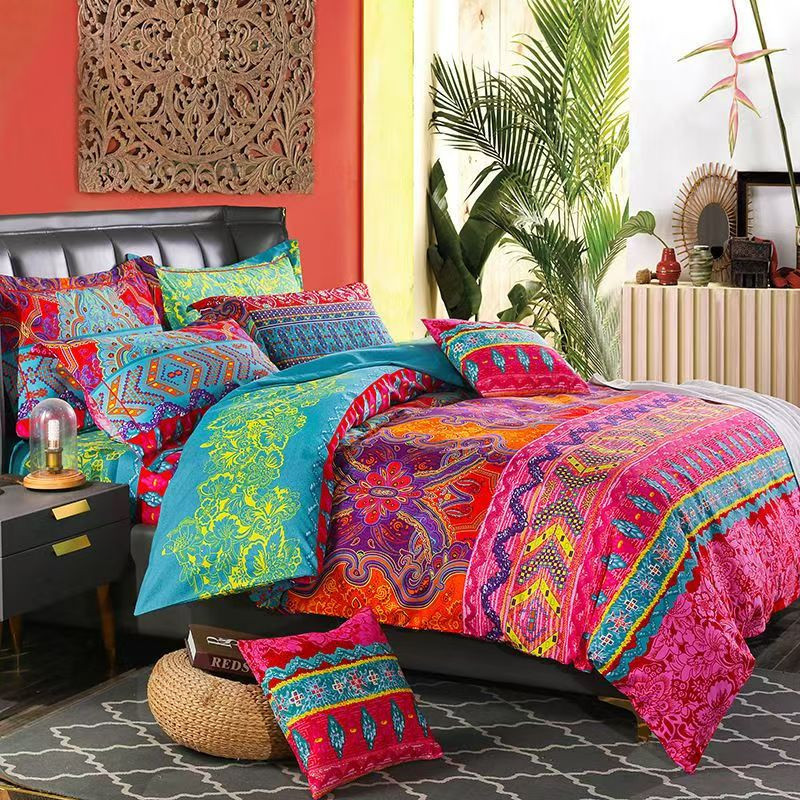 Four-piece set of ethnic style ethnic minorities Bohemian inn hotel totem yurt bedding