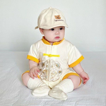 Baby jumpsuit, 100-day-old baby clothing, national style clothes, short-sleeved Hanfu