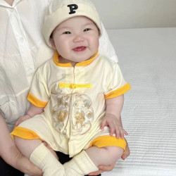 Baby jumpsuit, 100-day-old baby clothing, national style clothes, short-sleeved Hanfu