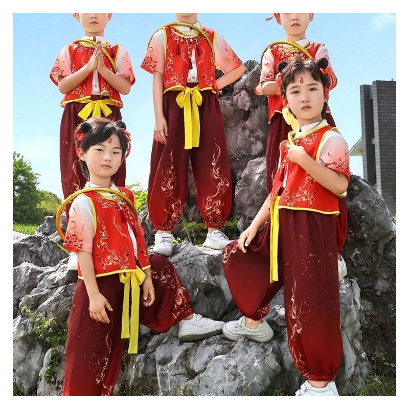 The same children's clothing children's cos Xiao Nezha suit dance performance