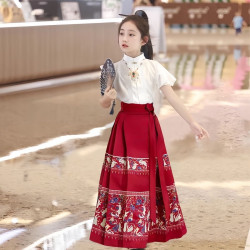 New Chinese-style children's Hanfu girls' horse skirt shirt Han element little girl Tang style