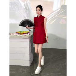 Jacquard cheongsam sleeveless improved new Chinese style fashion suit