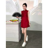 Jacquard cheongsam sleeveless improved new Chinese style fashion suit
