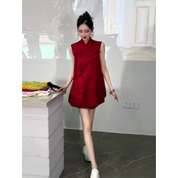 Jacquard cheongsam sleeveless improved new Chinese style fashion suit
