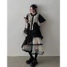 Retro design irregular vest + simple all-match T-shirt + spliced ​​A-line skirt three-piece suit