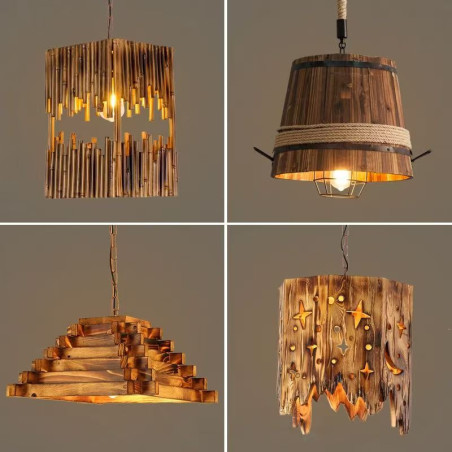 Retro industrial style creative personality bamboo chandelier