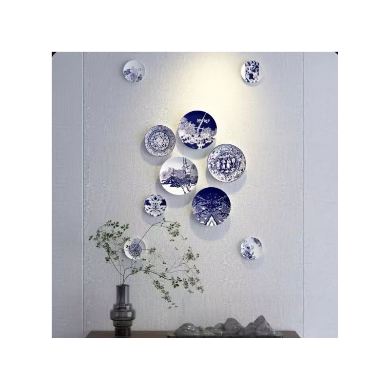 Chinese blue and white porcelain decorative hanging plate Chinese blue and white porcelain decorative hanging plate