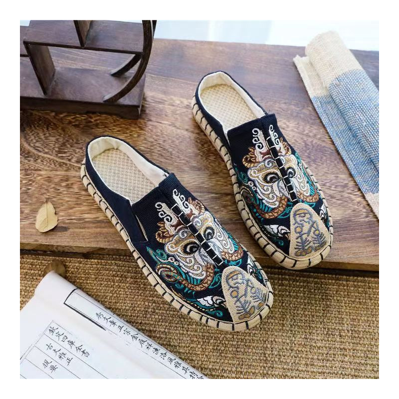 Old Beijing social cloth shoes Chinese style national trend embroidered hemp shoes