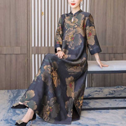 Noble and outstanding Xiangyun yarn dress, long cheongsam, slim temperament