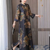 Noble and outstanding Xiangyun yarn dress, long cheongsam, slim temperament