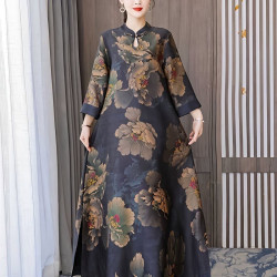 Noble and outstanding Xiangyun yarn dress, long cheongsam, slim temperament