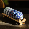 Blue and white porcelain tea cups and bamboo hat cups, 6 pieces will be sent randomly