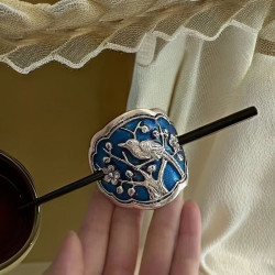 New Chinese style super fairy temperament metal glaze flower and bird hairpin