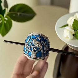 New Chinese style super fairy temperament metal glaze flower and bird hairpin