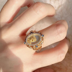 Women's vintage colorful pearl ring