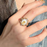 Women's vintage colorful pearl ring