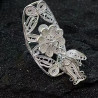 National trend ancient style hollow sweet butterfly flower pearl ring