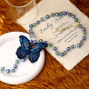 Embroidered butterfly pendant necklace new Chinese style literary style autumn and winter women