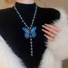 Embroidered butterfly pendant necklace new Chinese style literary style autumn and winter women