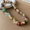 Ethnic style ceramic flower retro necklace niche retro exaggerated clavicle chain