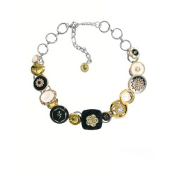 Floating U Biological Treasure Series Original Gold Button Necklace Contrast Color Clavicle Chain