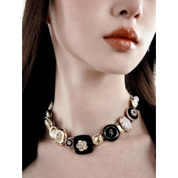 Floating U Biological Treasure Series Original Gold Button Necklace Contrast Color Clavicle Chain