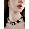 Floating U Biological Treasure Series Original Gold Button Necklace Contrast Color Clavicle Chain