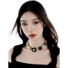Floating U Biological Treasure Series Original Gold Button Necklace Contrast Color Clavicle Chain