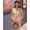 New Chinese style apricot vest top skirt suit summer