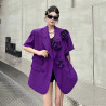 Women's black three-dimensional flower heavy suit jacket