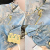 New Chinese style stand-up collar buttoned satin jacquard embroidered top