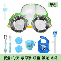 Food-grade meal plate grid children's baby household 304 stainless steel children's meal bowl rice plate