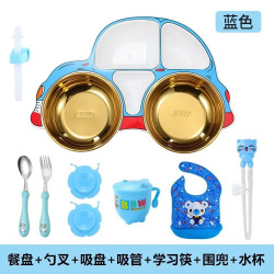 Food-grade meal plate grid children's baby household 304 stainless steel children's meal bowl rice plate