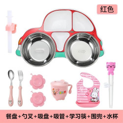 Food-grade meal plate grid children's baby household 304 stainless steel children's meal bowl rice plate