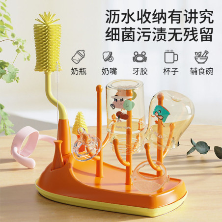 Silicone bottle brush baby special nipple straw rotating cup washing 360-degree draining shelf