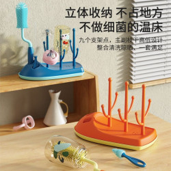 Silicone bottle brush baby special nipple straw rotating cup washing 360-degree draining shelf