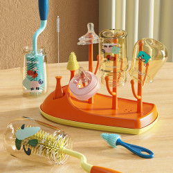 Silicone bottle brush baby special nipple straw rotating cup washing 360-degree draining shelf