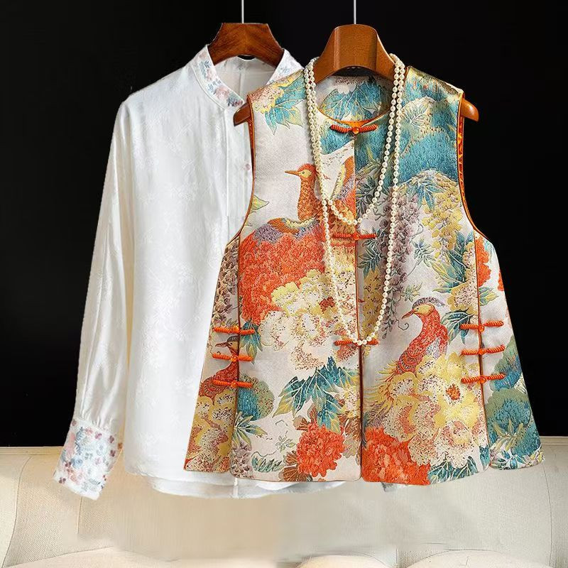 Chinese style women's jacquard brocade vest
