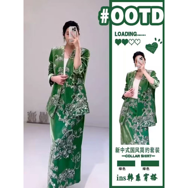 New Chinese style velvet suit for women
