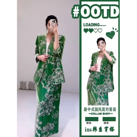 New Chinese style velvet suit for women
