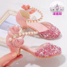Girls' leather shoes catwalk model crystal shoes children's high heels princess shoes little girl performance shoes