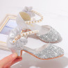 Girls' leather shoes catwalk model crystal shoes children's high heels princess shoes little girl performance shoes