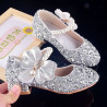Girls' leather shoes catwalk model crystal shoes children's high heels princess shoes little girl performance shoes