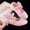 Girls' leather shoes catwalk model crystal shoes children's high heels princess shoes little girl performance shoes