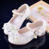 Girls' leather shoes catwalk model crystal shoes children's high heels princess shoes little girl performance shoes